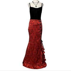 Red Gothic Maxi Skirt